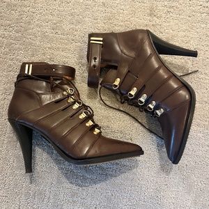Brown Leather Lace Up Ankle Boots